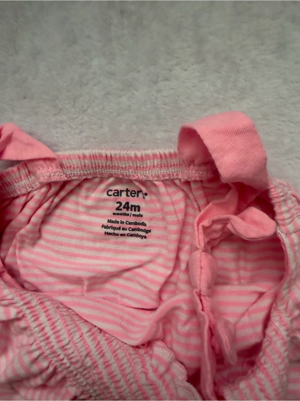 Carter's Light Pink Striped Faux Tie-Shoulder Tank Top & Floral Elephant Shorts - Picture 4 of 4